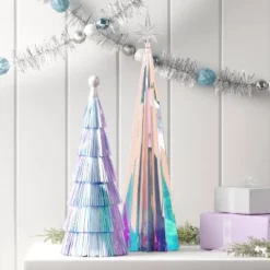 12" Christmas Tinsel Tree Decor Iridescent - Wondershop™