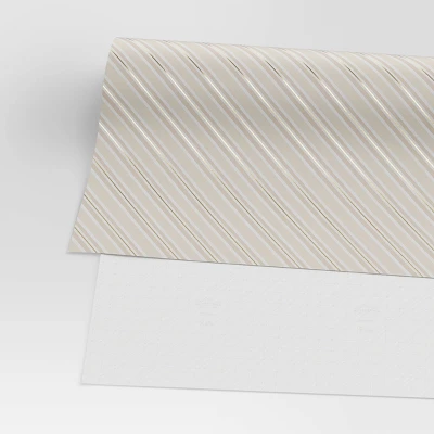 30” 25 Sq Ft Christmas Roll Wrap Blush/White/Gold Diagonal Stripes - Wondershop™ 4 30” 25 Sq Ft Christmas Roll Wrap Blush/White/Gold Diagonal Stripes - Wondershop™ - Image 2