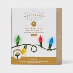 50ct Solar LED Faceted Christmas Indoor Outdoor String Lights With Green Wire - Wondershop™ -Wondershop GUEST c42e34ff ec32 4142 b2c8 e74426336514
