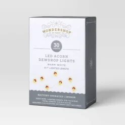 30ct LED Battery Operated Christmas Acorn Dew Drop Lights Warm White With Gold Wire - Wondershop™ -Wondershop GUEST c552f2b6 7c0e 4ffe ac65 562ee8e95b8a