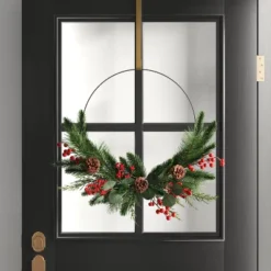 22" Mixed Greenery With Pinecones & Red Berries Artificial Christmas Wreath Green - Wondershop™