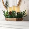 Battery Operated Flameless Pillar Candle And Black Candle Holder In Wood Tray With Faux Christmas Greenery - Wondershop™ -Wondershop GUEST cb1218c2 d6c0 4992 8fec 1b1c9884b3aa