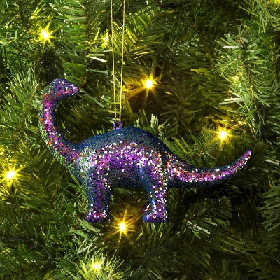 5" Christmas Plastic Chunky Glitter Dinosaur Ornament Purple - Wondershop™ 3 5" Christmas Plastic Chunky Glitter Dinosaur Ornament Purple - Wondershop™