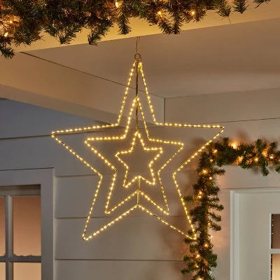 22.5" 287ct LED 3D Silver Star Dewdrop Christmas String Lights Warm White With Silver Wire - Wondershop™ 3 22.5" 287ct LED 3D Silver Star Dewdrop Christmas String Lights Warm White With Silver Wire - Wondershop™