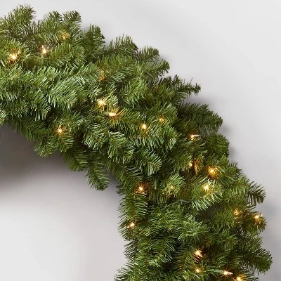 48in Pre-lit Artificial Christmas Wreath Clear Lights - Wondershop™ 4 48in Pre-lit Artificial Christmas Wreath Clear Lights - Wondershop™ - Image 2