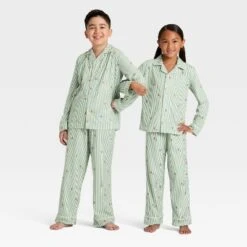 Kids' Gingerbread Striped Long Sleeve Shirt And Pants Holiday Matching Family Pajama Set - Wondershop™ Cream -Wondershop GUEST e4fb2d40 3fe3 4b2d a8fc 2c4209323f3e