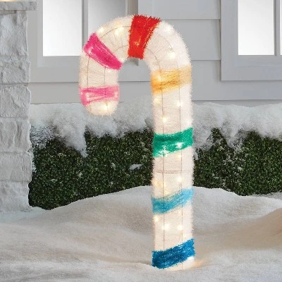 34" Incandescent Tinsel Candy Cane Christmas Novelty Sculpture Light Warm White - Wondershop™ 3 34" Incandescent Tinsel Candy Cane Christmas Novelty Sculpture Light Warm White - Wondershop™
