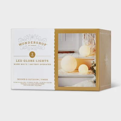 3pc LED Glittered Globe Christmas Novelty Sculpture Light White - Wondershop™ 5 3pc LED Glittered Globe Christmas Novelty Sculpture Light White - Wondershop™ - Image 3