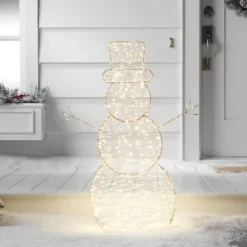 LED Champagne Metal Snowman Christmas Novelty Sculpture Light With White Color Light Bulb - Wondershop™