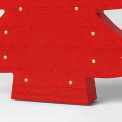 12" Battery Operated Lit Wood Christmas Tree Figurine - Wondershop™ Red -Wondershop GUEST f457e534 ae93 4df1 b94a 6d4266654b15