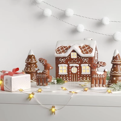 Christmas Ceramic Gingerbread House Decor - Wondershop™ 3 Christmas Ceramic Gingerbread House Decor - Wondershop™