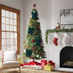 6.5" Christmas Tinsel Bow Ornament Dark Green - Wondershop™