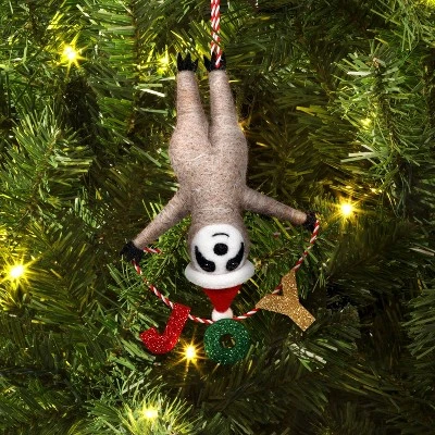 Christmas Felted Wool Sloth Joy Ornament - Wondershop™ 3 Christmas Felted Wool Sloth Joy Ornament - Wondershop™