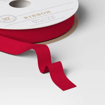 30' Christmas Premium Ribbon Dark Pink Faux Velvet- Wondershop™ 4 30' Christmas Premium Ribbon Dark Pink Faux Velvet- Wondershop™ - Image 2